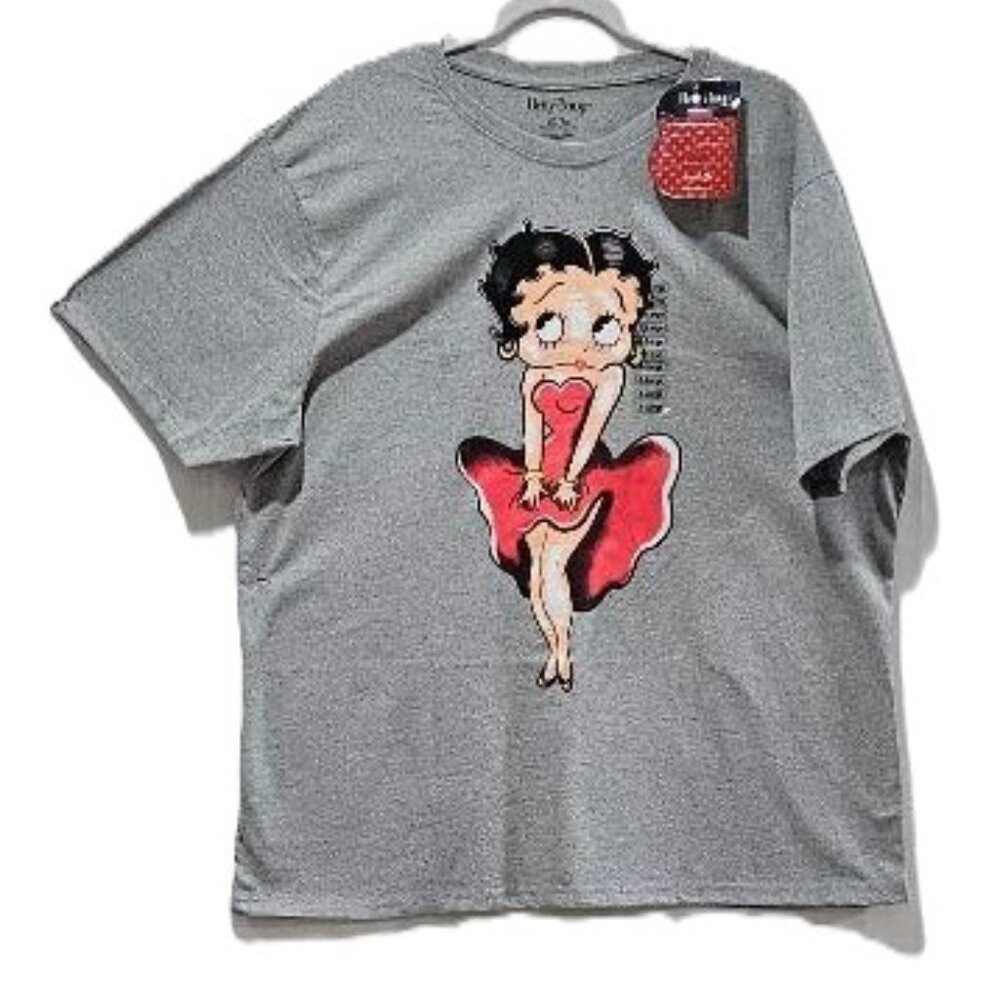 New RETRO BETTY BOOP RED DRESS ADULT GREY CREW SOCKS - Picture 4 of 5